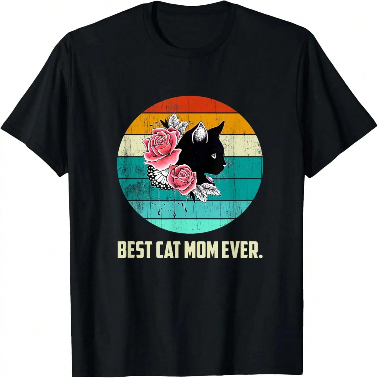 Vintage Best Cat Mom Ever Meow Kitty Cat Lover T-Shirt S разноцветный