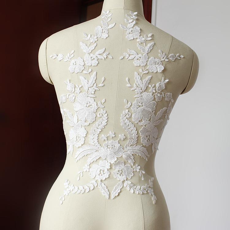bigsize white black lace embroidered patch applique for stage performance dress sewing on fashion clothes decoration patches