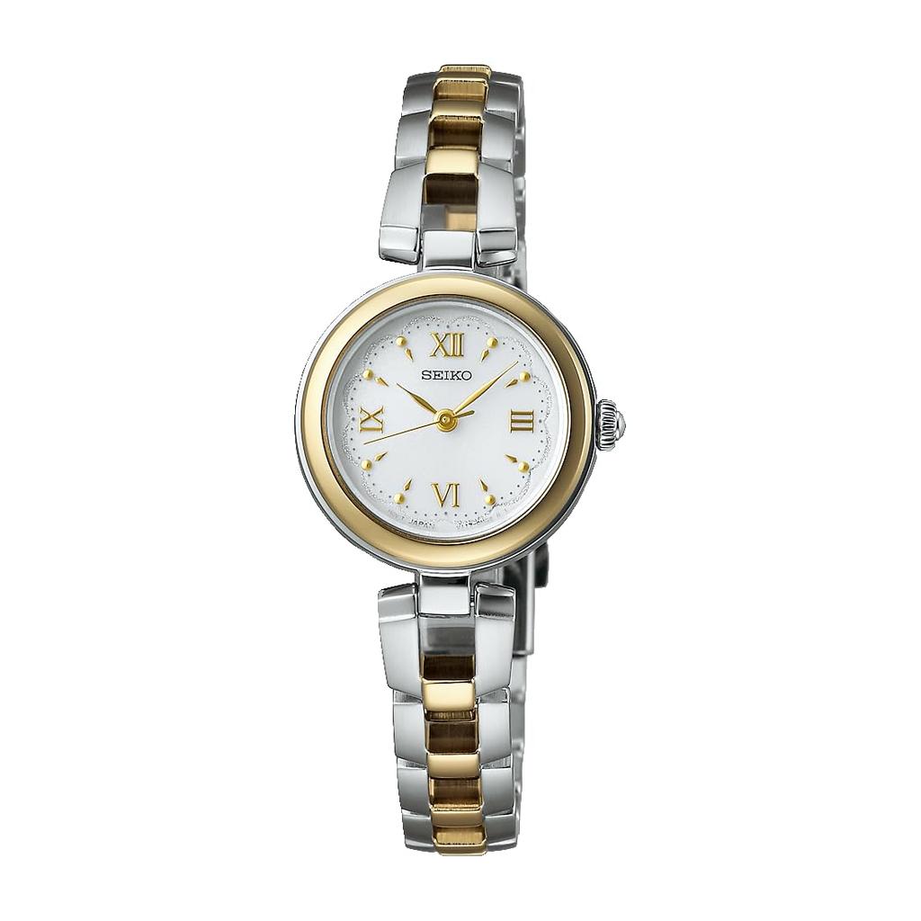 Seiko Selection S Series Women's Solar Bracelet Watch SWFA212, Silver & Pink Gold