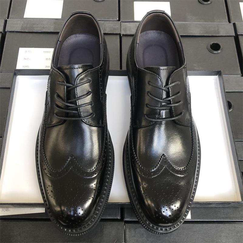 Soft Sole Soft Surface Brock Carved Leather Shoes Men'S Business Dress Suit Work Shoes Men'S Leather Shoes Groom Wedding Shoes