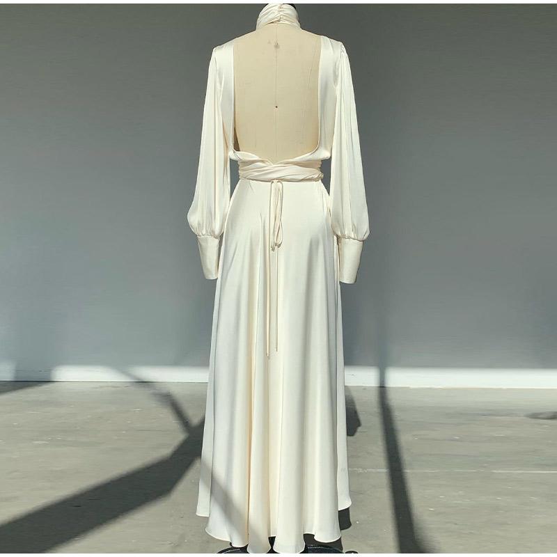 Muslimischen Einfache Weiße A-linie Brautkleider Hohe Kragen Volle Falten Drapierte Falte Braut Gewachsen Knöchel Länge Kleid 2025 Frühling Neue