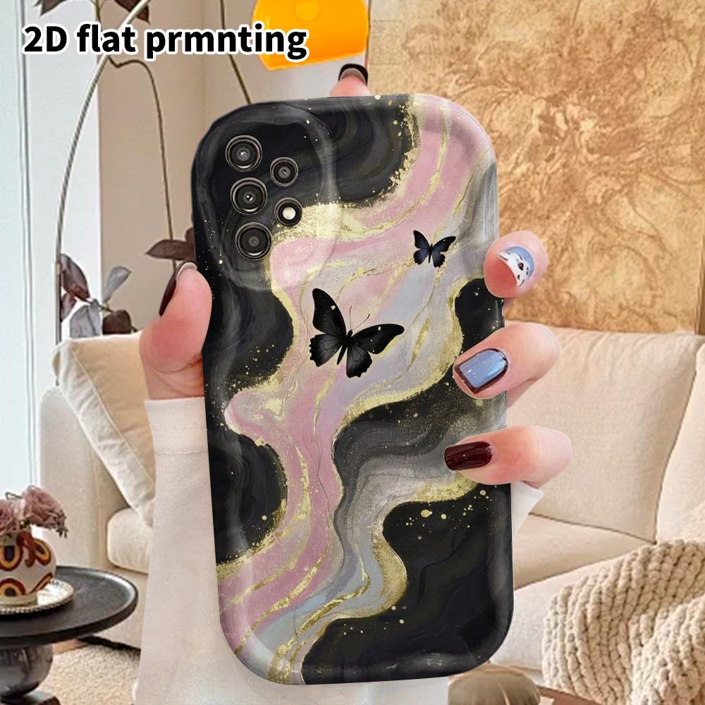 Phone Case: 2D Flat Samsung Galaxy A34 A35 M05 M06 S20 S22 S21 FE Plus 5G Protective Case, Couples Style, Fluid Butterfly, Christmas and Halloween Gif