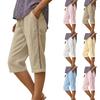 Ladies' Casual And Fashionable Side Hollow Splicing Straight Leg Five Quarter Pants