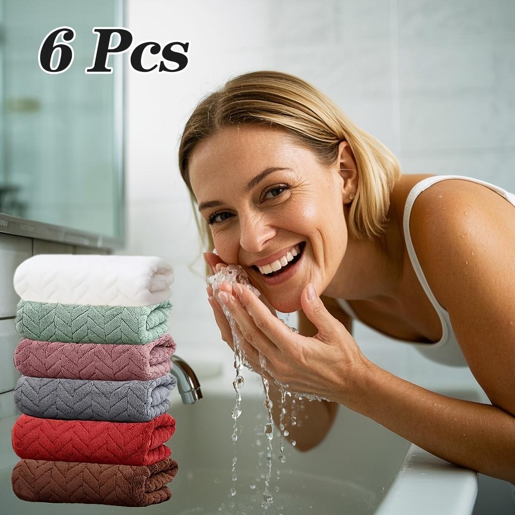 6 Pcs Microfiber Towel Set with Wheat Ear Design - Soft, Comfortable & Absorbent for Face Washing, Bathing, Sports, Fitness & Sp