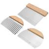 Oak Handle Pastry Dough Cutter Stainless Steel Pizza Pies Cutter Spicy Potatoes Cutter  Flour Bread