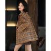 Demana Sweet Lapel Double-Breasted Plaid Winter Coat
