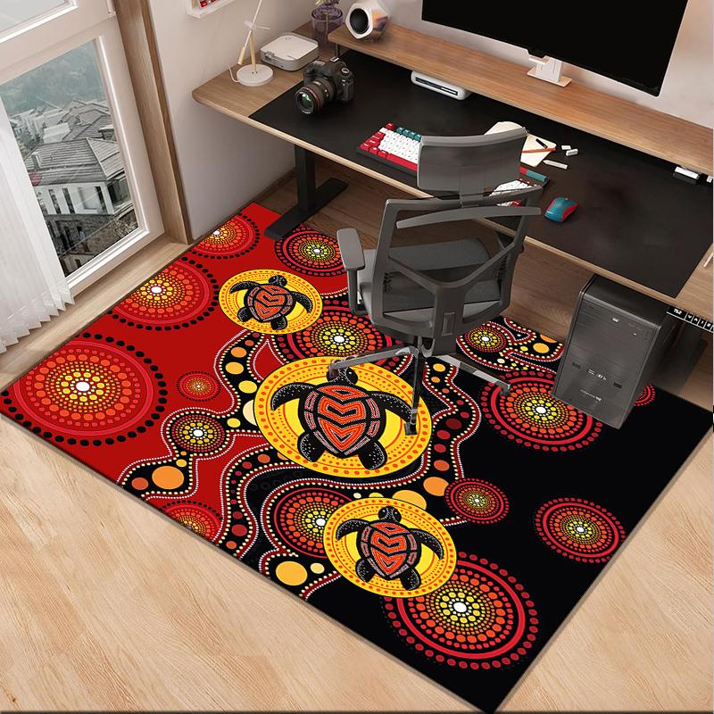 Australian Aboriginal Style Office Rug Chair Mat, Entryway Carpet, Suitable for Front Door, Bedroom, Living Room, Desk, Holiday Gift