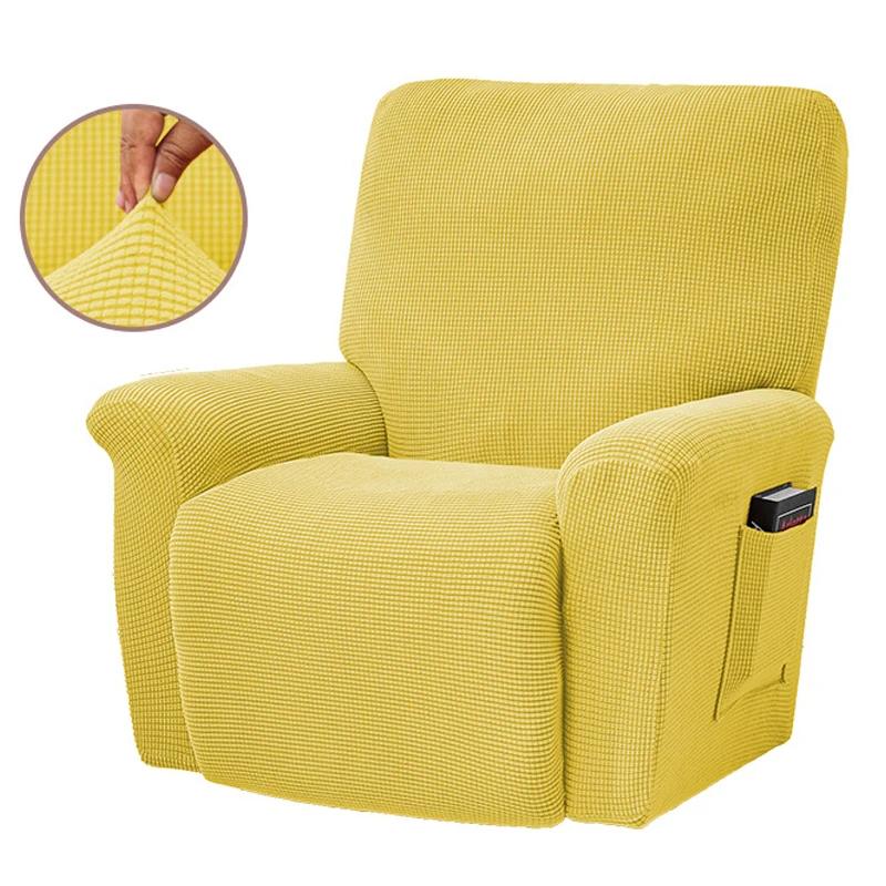 European Style Recliner Stretch Sofa Cover Charcoal Thickened Fleece Recliner Protection Pad Non-slip Furniture Cover