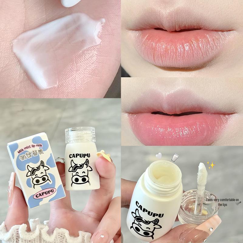 

CAPUPU Натуральный молочный бальзам для губ: Увлажняет и питает, Женская помада и блеск для ухода за губами - Уменьшает морщинки на губах. Cow Lip Balm