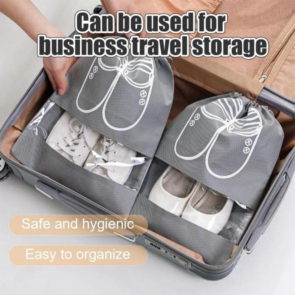 30pcs Shoe Storage Bag with Thickened Non-woven Fabric Strap Mouth Large Capacity Travel Waterproof Shoe Bag Moistureproof