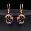 Colorful Cubic Zirconia Long Drop Earrings, Luxury Geometric Crystal Earrings, Elegant Evening Party Jewelry Gift