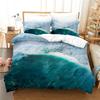 Sea Wave Duvet Cover King/Queen Size 3D Blue Ocean Spray Waves Bedding Set for Kids Teens,Azure Seawater Soft Comforter Cover