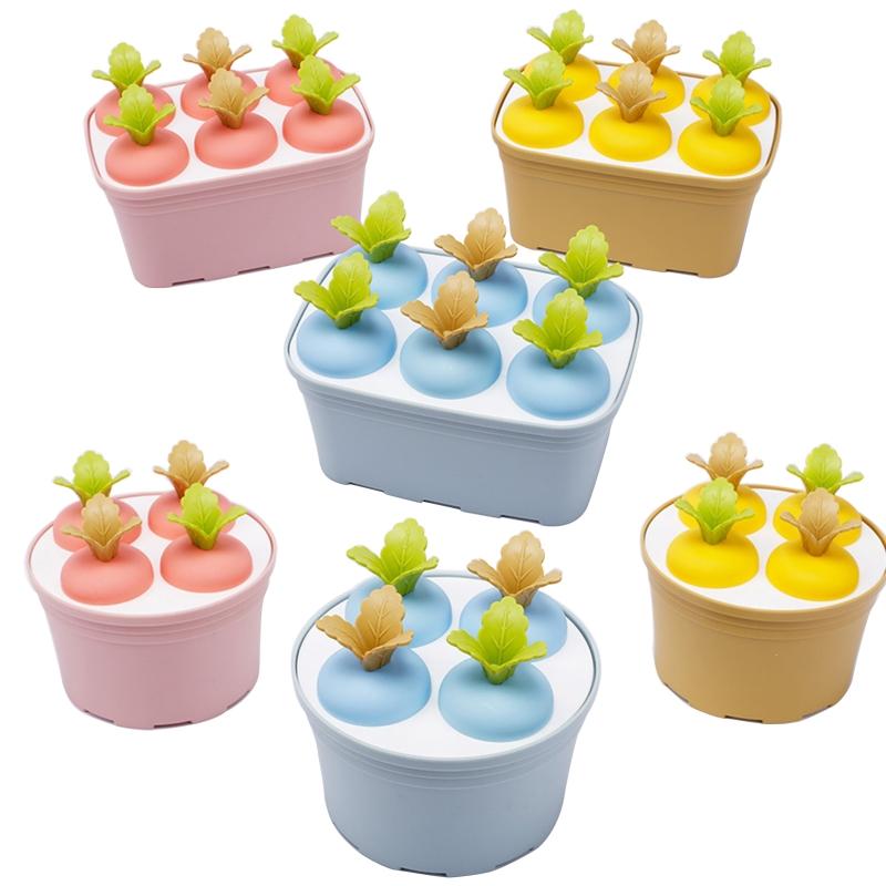 

4/6 Cell Ice Cream Moulds Ice Mould Handmade Dessert Popsicles Molds Freezer Fruit Maker Reusable for Ice Dropshipping Circular жёлтый