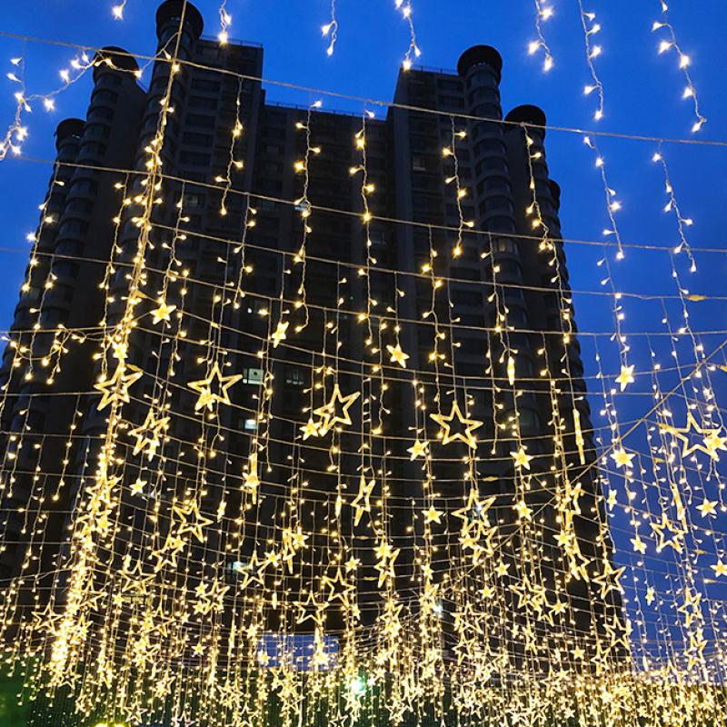 Dize Lamba Renkli Lamba Kolye LED Romantik Yaratıcı Modelleme Perde Işık Pentagram Perde Işık 6 Büyük 6 Küçük