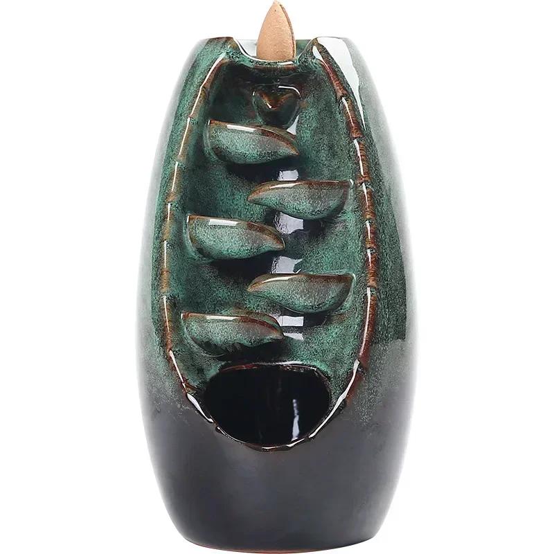 Home Decorations Lucky Feng Shui Ornaments Indoor Aromatherapy Waterfall Backflow Incense Burner +Gift 20Pcs Incense Cones