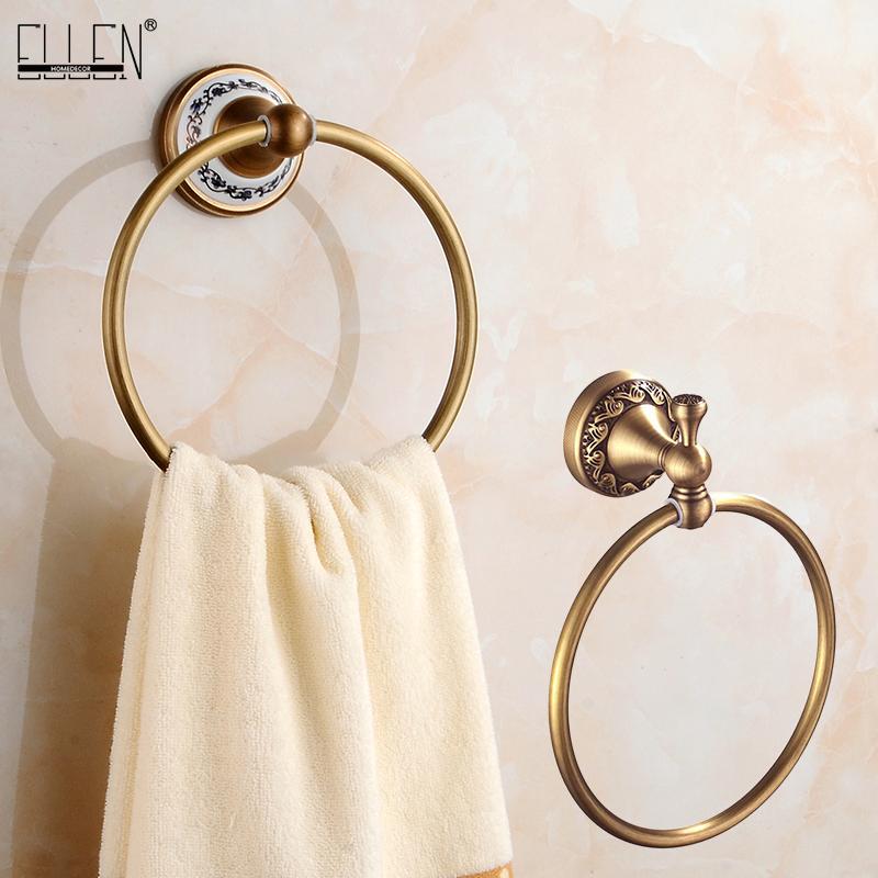 Brushed Bronze Brass Towel Ring Oval Contemporary Bathroom Hand Towel Holder Wall Mounted,Antique Brass Finish Towel Rack EL80A