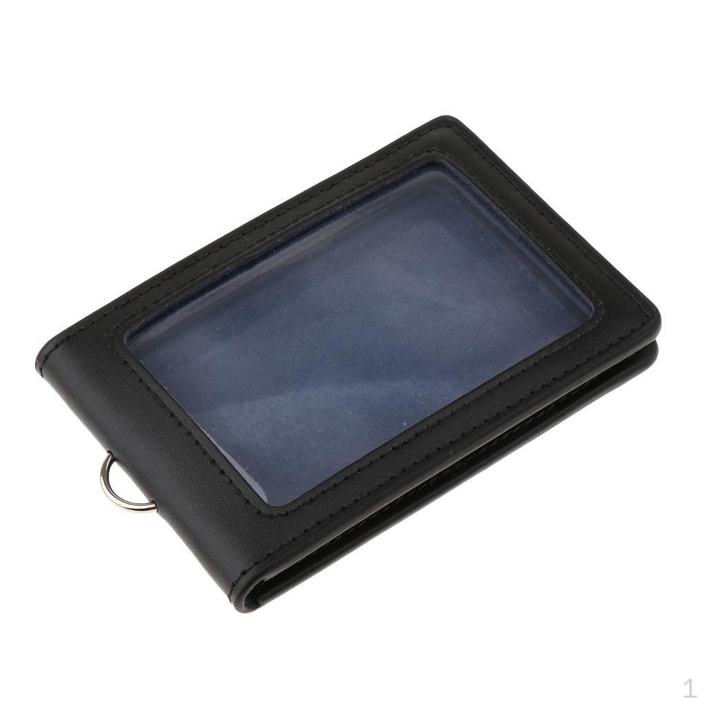 Badge Card Holder PU Leather Name Tag with 2 Slots