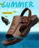 Sandals men's 2025 summer new leather casual beach shoes men's dual-purpose non-slip soft-soled cool slippers