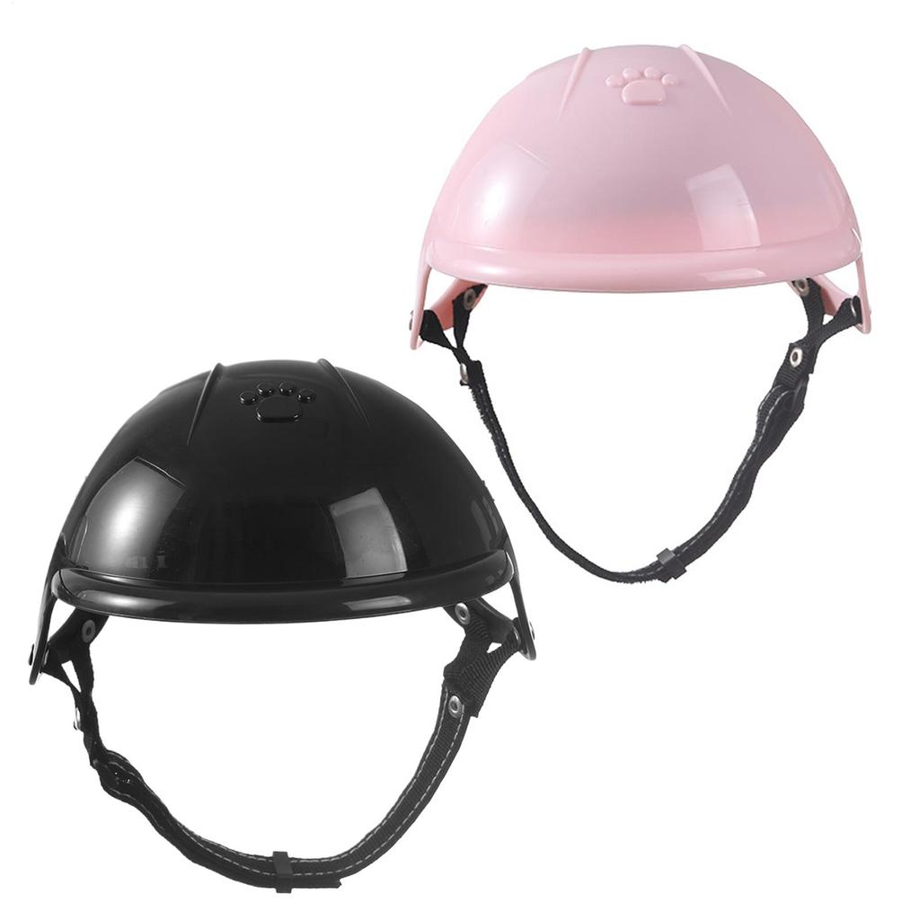 Pet Motorcycle Helmet Ear-Exposing Pet Hat Adjustable Lightweight Hard Material Black Pet Helmet Ear Hole Pet Helmet Cat Dog Hat