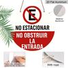 2D Flat, 1pc Round Aluminum Hanging Sign, Spanish "No Estacionar No Obstruir La Entrada" Warning Design, Red White No Parking Sign, Perfect for