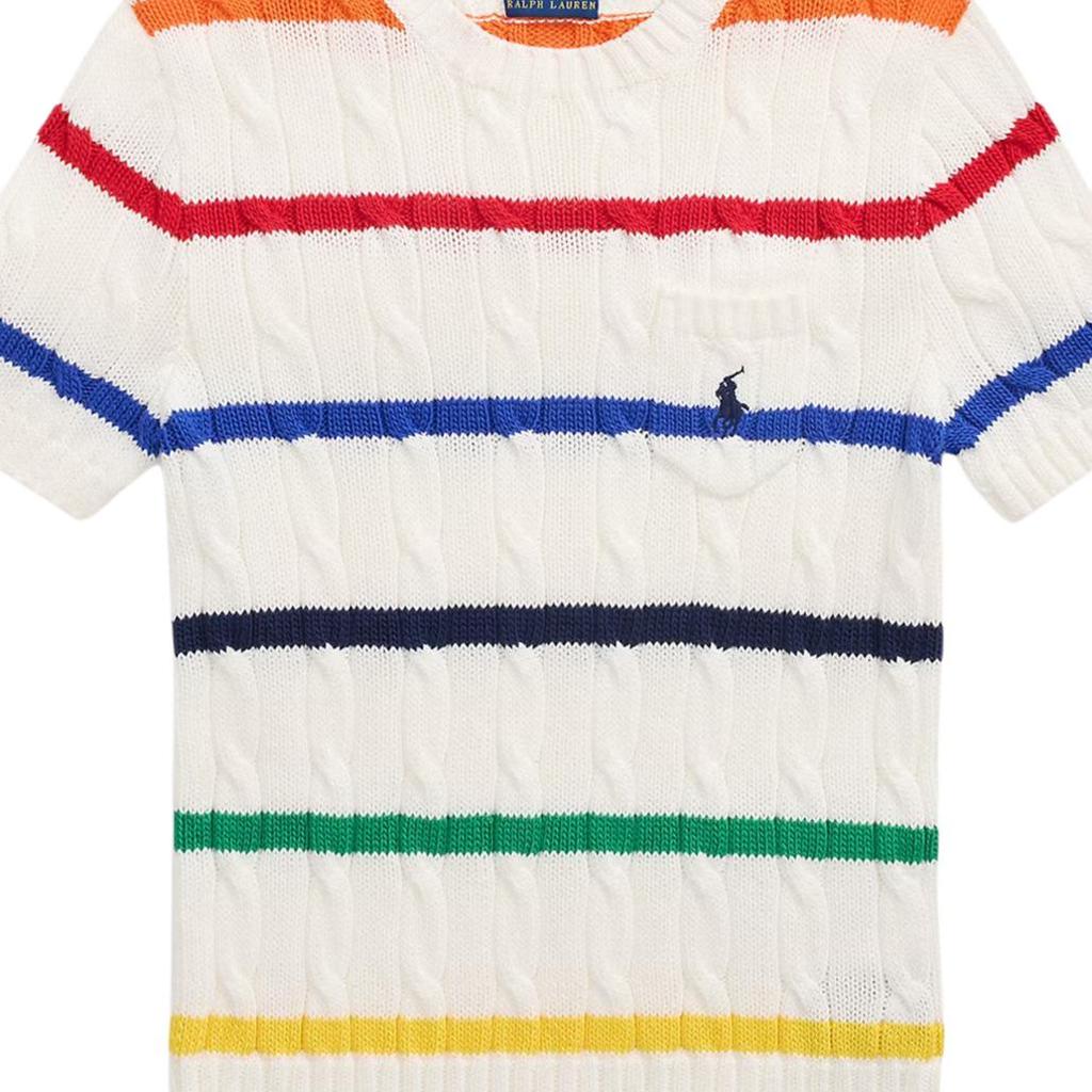 Polo Ralph Lauren Podzim/Zima 25 Série US Open Vzor poníka Pruhovaný bavlněný úpletový svetr Dámský svetr 211A89197-001