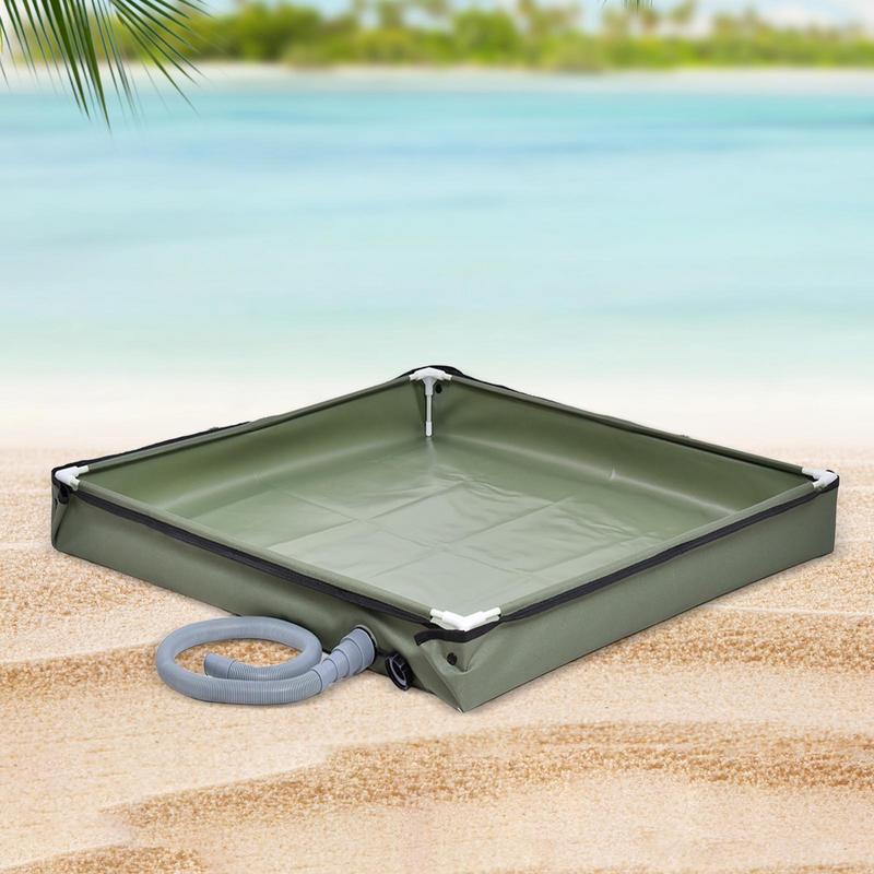 80x80x10cm Foldable Shower Base Outdoor Tent RV Camping Awning Shower Tray Portable Shower Pan for Pet Bath RV Camping Travel