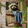 Metal Poster Raccoon Laundry Humor Vintage Wall Art for Laundry Room