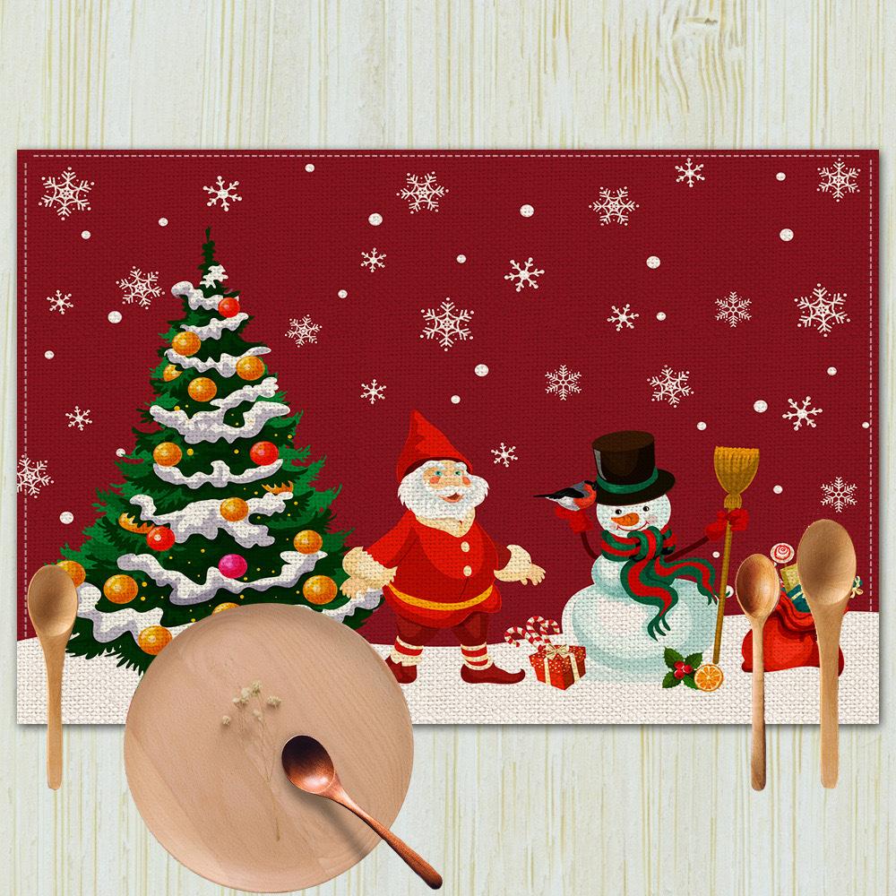 New Christmas Table Mats Holiday Dining Placemats for Xmas Table Decor Snowflake Table Runner Waterproof Festive Accessories