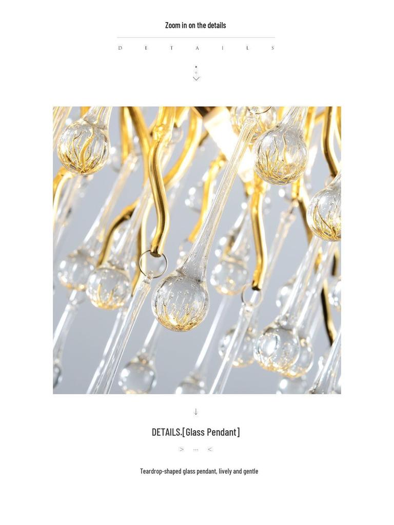 French Luxe Crystal Water Drop Chandelier - Living Room & Dining