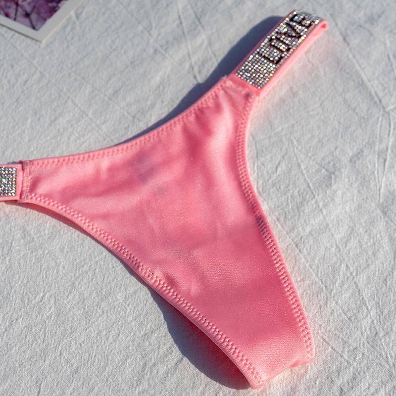 Damen Slips Glänzende Strasssteine Sexy Dessous Damen Hüfttief Nylon Damenunterwäsche Geheimes G-String Neonfarbe Damen Tanga EMA