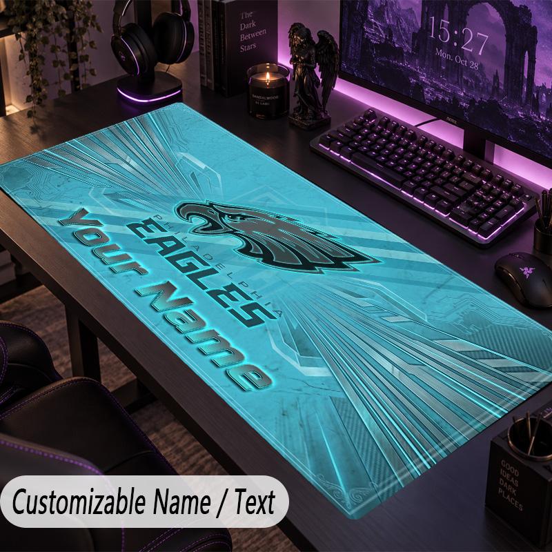 Large Mouse PadPhiladelphia Eagles Custom Name Text Personalized Desk Mat Non Slip Gaming Pad