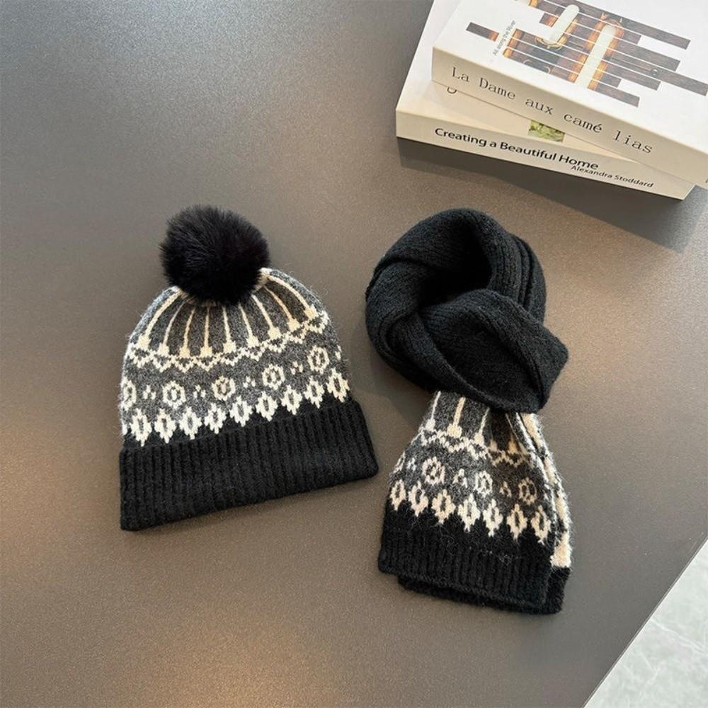 Warm Pullover Cap Windproof Ear Protection Hat New Scarf Hat Set  Autumn and Winter