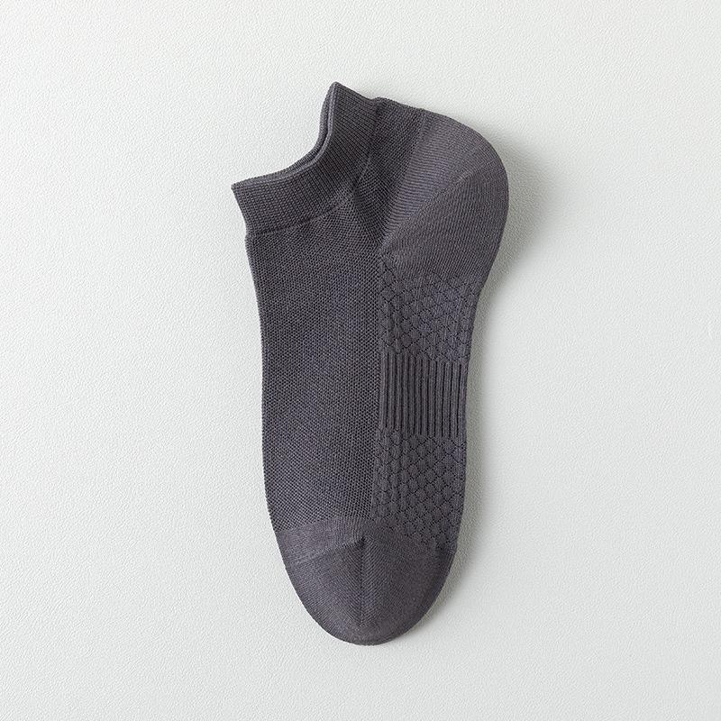 

Мужские летние тонкие хлопковые дезодорирующие влагоотводящие массажные носки-следки из сетки 1 pair темно серый