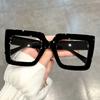 Large Square Frame Clear Lens Glasses Color Block Fashion Decorative Glasses Computer Spectacles For Women Men