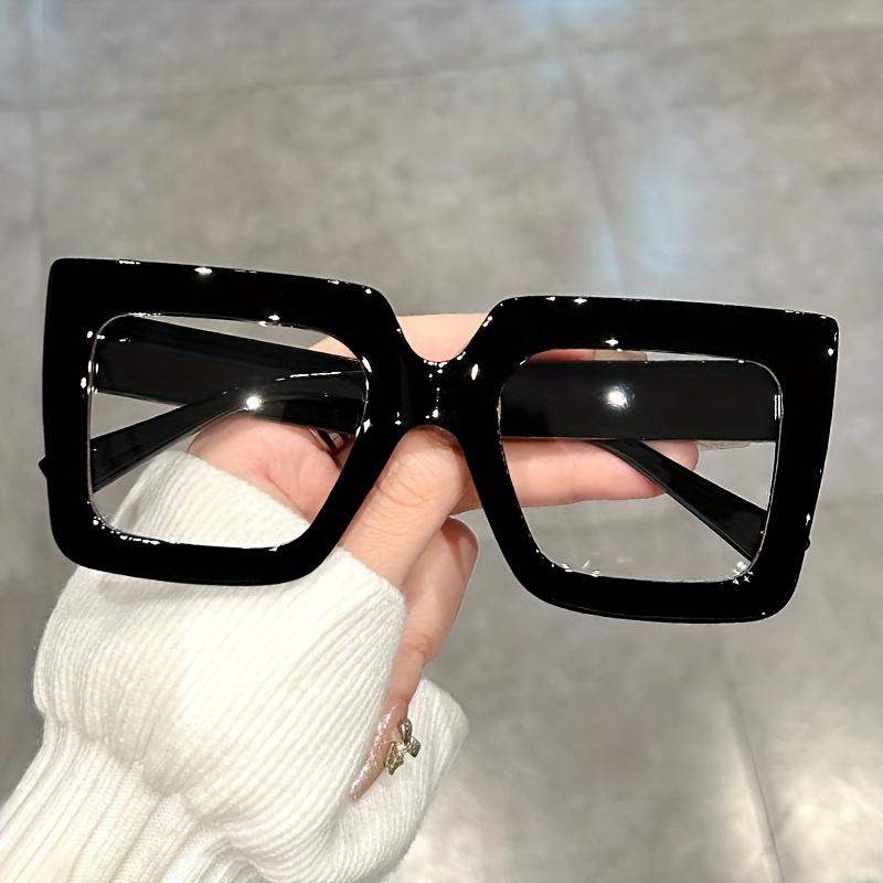 Large Square Frame Clear Lens Glasses Color Block Fashion Decorative Glasses Computer Spectacles For Women Men