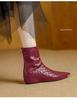 Women's Retro Pointed Toe Ankle Boots - Woven, Slimming Design & Inner Lift for 2025 Autumn/Winter Collection.