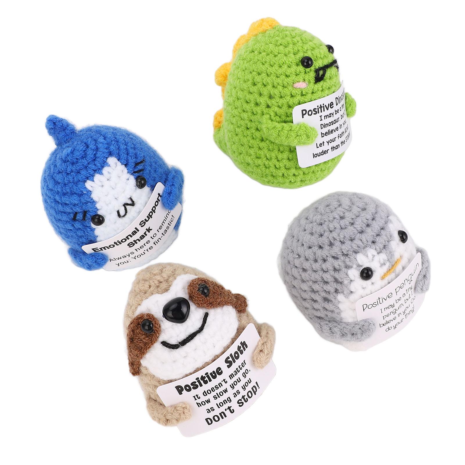 

4 шт. вязание крючком животное серый пингвин синяя акула динозавр ленивец эмоциональная поддержка позитивный вязаный
