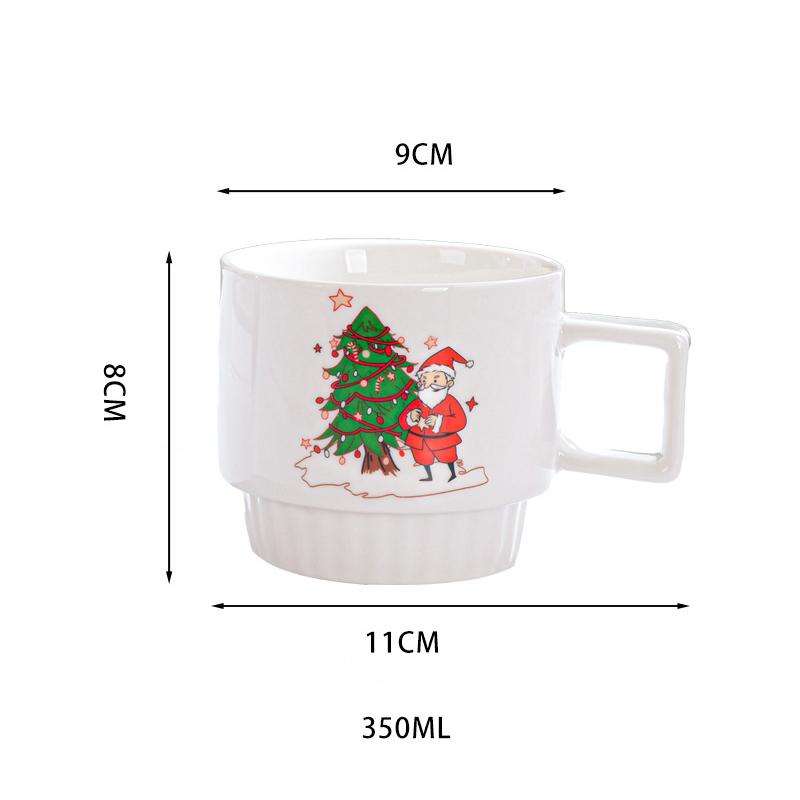 Santa Claus Ceramic Mug Christmas Gifts Coffee Cup with Gift box and spoon Rabbit doll Breakfast Milk Cup Home/Office Water Cup