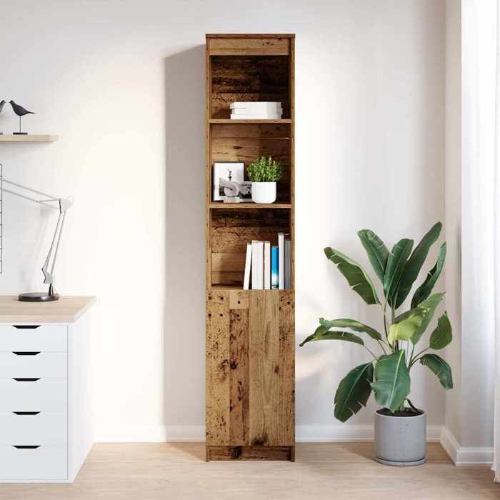 VidaXL Highboard 37.5x35x180 Cm Old Wood Engineered Wood, Cabinet, Sideboard, High Storage Cabinet, 861677