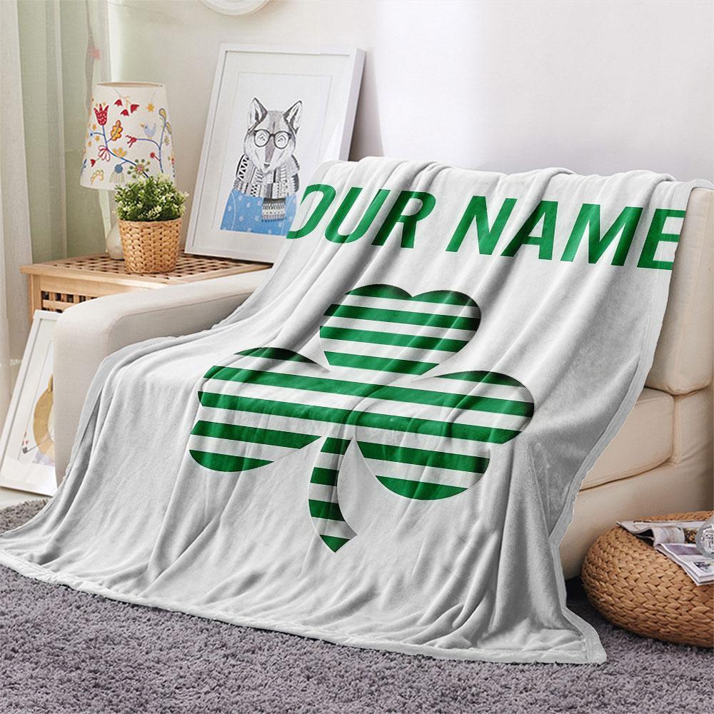 Custom Name,Celtic Football Club Printed Flannel Blanket, soft throw for bedroom sofa, washable, Christmas present, great gift.