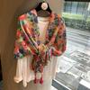 Bohemian Ethnic Style Sunscreen Silk Scarf Hanging Ear Travel Sunscreen Shawl Scarf With High-End Versatile Shawl