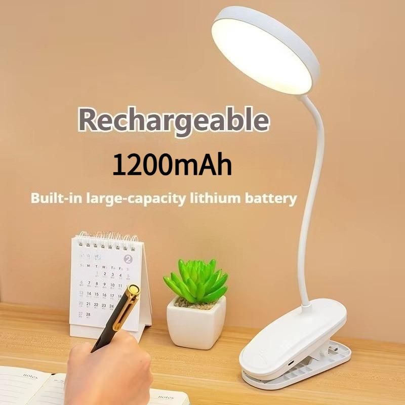 LED Tragbare Klemme Tischlampe USB Wiederaufladbar Klemme Schreibtischlampe Bett Lese Nachtlicht Touch 3 Dimmmodi Augenschutzlicht