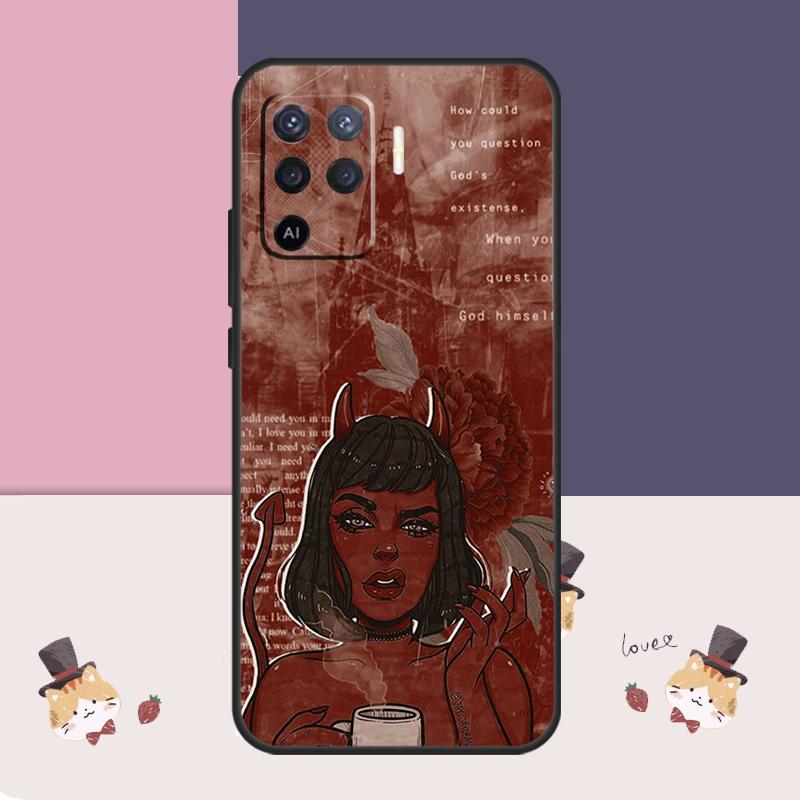 Aesthetic Devil Woman Bad Girl Case For Oppo A94 A74 A54 A18 A38 A58 A78 A98 A80 A60 A40 A96 A76 A16 A15 A17 A57 A77 A5 Pro