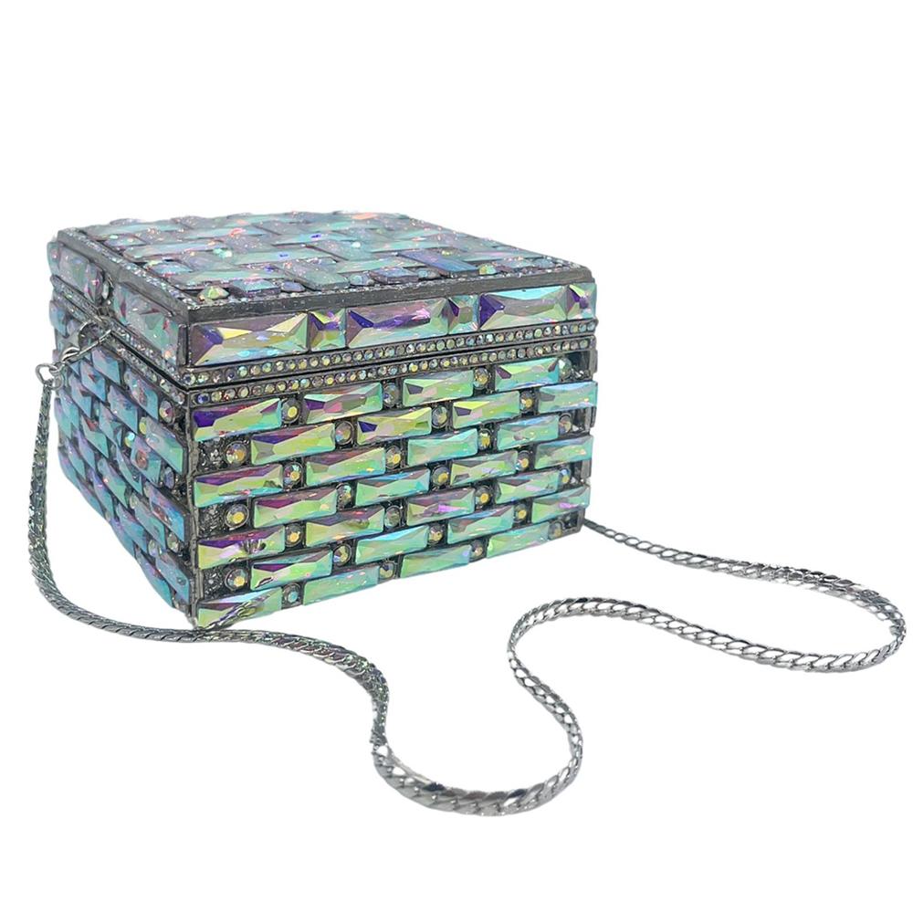 Green/Purple/Red Glass Clutch Diamond Women Box Handbgs Blue/Yellow Evening Clutches Crystal Bags Fushcia Party Bridal Clutch