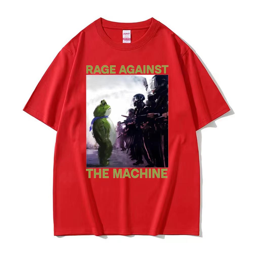 

Rage Against The Machine Portland Frog Protest Meme T Shirts Unisex Women Casual Cotton T Shirt Fashion 90s Retro Short Sleeve Top 4XL