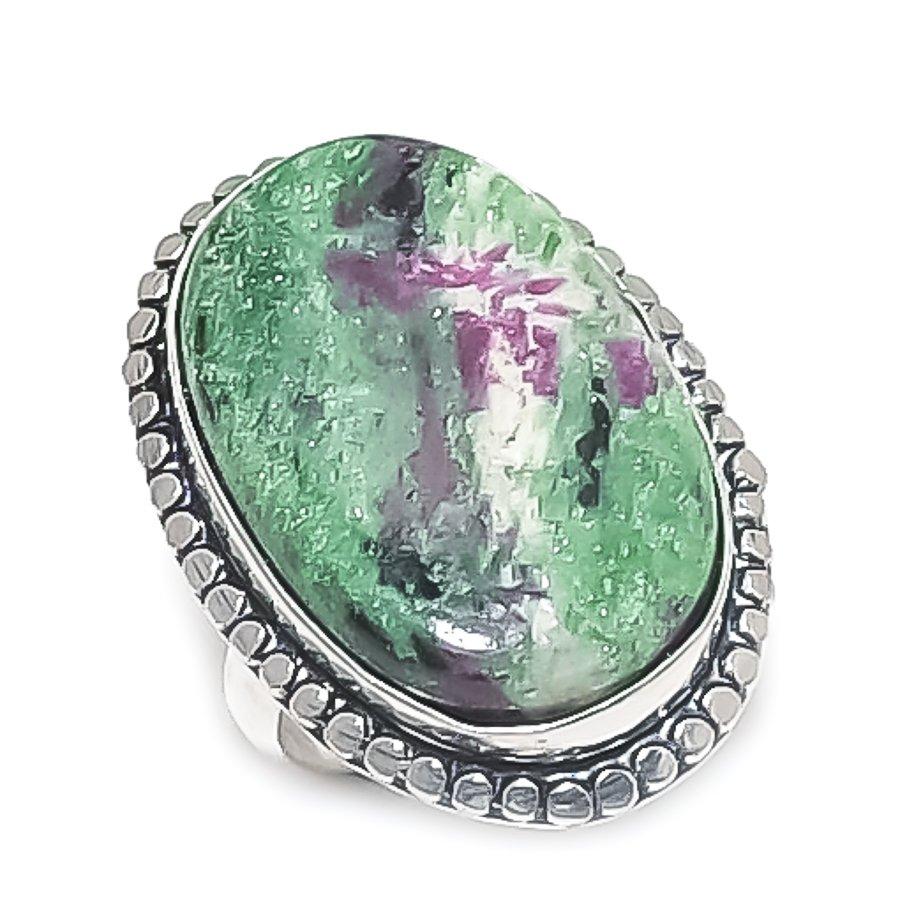 Ruby Zosite Gemstone 925 Sterling Silver Jewelry Ring Size 9
