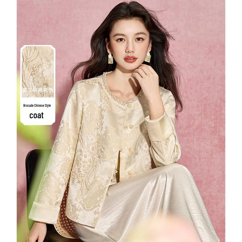 Melanie New Chinese Style Beaded Jacquard Jacket L