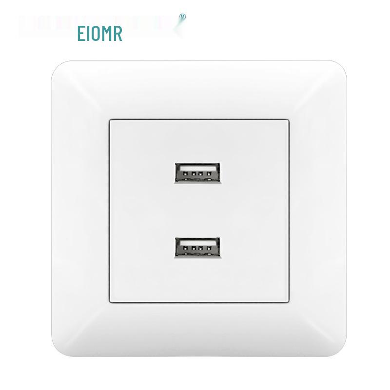 Curved White European Standard Socket Panel with Double USB & Type C, German Switch, Concealed Installation