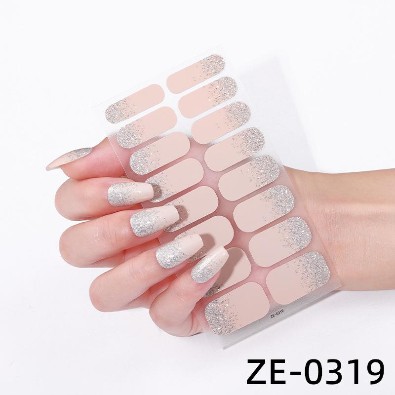 Neue einfarbige Glitzer-Nagelsticker, 16-Finger-Bestseller-Nagelsticker auf Amazon, Vollabdeckung.