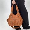 Y2K Retro Pleated Pu Shoulder Bag Multi-Pocket Personalized Street Messenger Handbag